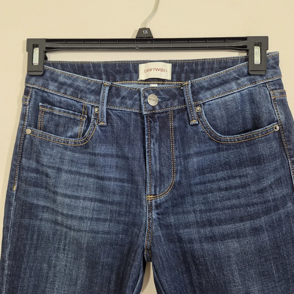 Driftwood Colette Jeans Embroidered Cuff Straight Crop Floral Boho Size 26 - Picture 4 of 9